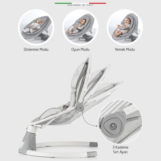 Elele Amore 2 Elektrikli Otomatik Sallanan Ana Kucağı Kademeli Gri