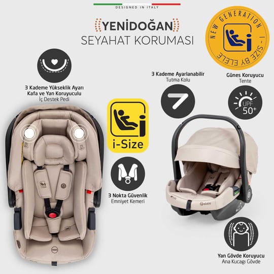 Elele Cabina Kabin Tipi Travel Sistem Bebek Arabası Bej