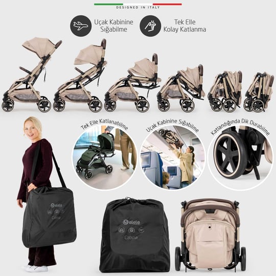 Elele Cabina Kabin Tipi Travel Sistem Bebek Arabası Bej