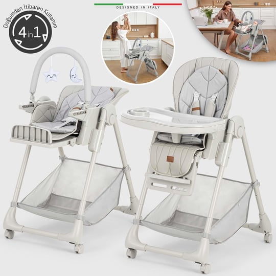 Elele Cibo 2in1 Katlanabilir Bebek Mama Sandalyesi Çift Pedli 0+ Ay Gri