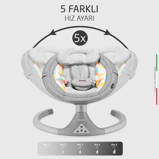 Elele Dormire 2 Elektrikli Otomatik Sallanan Kademeli Ana Kucağı Gri