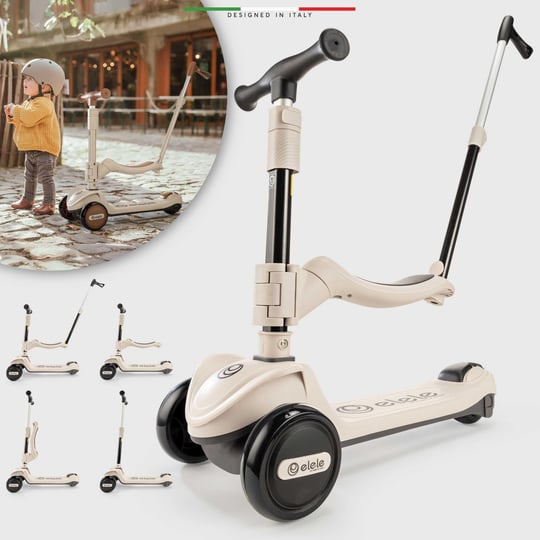 Elele Forte 3in1 Ebeveyn Kontrollü 3 Tekerlekli Çocuk Scooter Işıklı Oturaklı Siyah