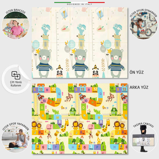 Elele Happy Bear Katlanabilir Oyun Matı Oyun Halısı 180x200x1 Cm XFD216 Happy Bear