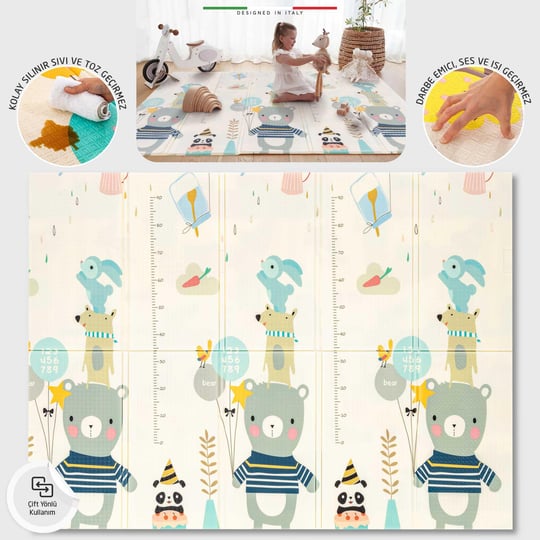 Elele Happy Bear Katlanabilir Oyun Matı Oyun Halısı 180x200x1 Cm XFD216 Happy Bear