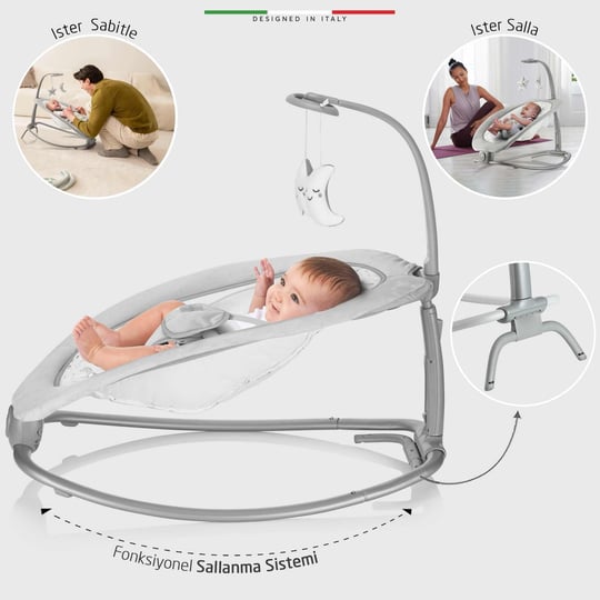 Elele Lorena Sallanan Ana Kucağı Müzikli Titreşimli Katlanabilir Kademeli Gri