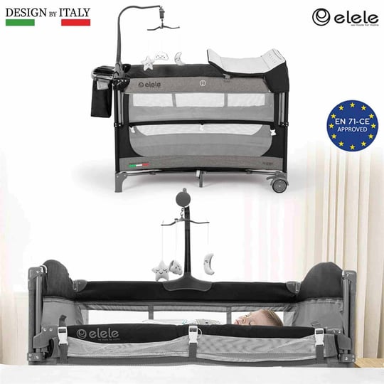 Elele Madre Anne Yanı Park Yatak Oyun Parkı 70x110 cm Siyah-Gri