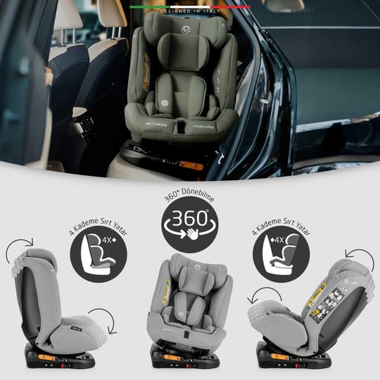 Elele ModenaFix 2 360° Dönen I-Size Oto Koltuğu İsoFix 40-150 CM 0-36 KG Siyah