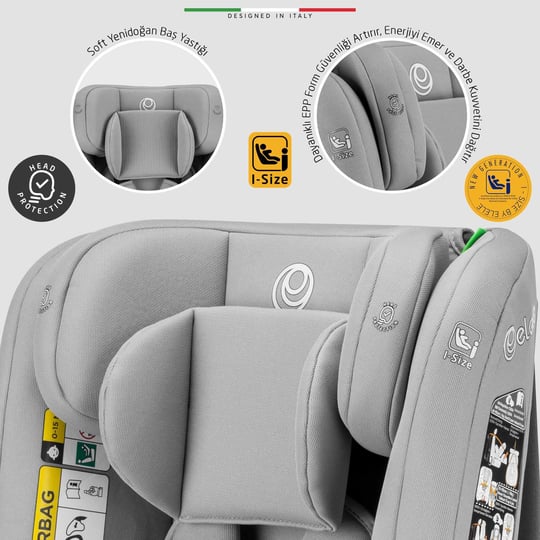 Elele ModenaFix 2 360° Dönen I-Size Oto Koltuğu İsoFix 40-150 CM 0-36 KG Siyah