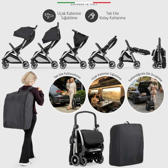 Elele Nuvola Kabin Tipi Travel Sistem Bebek Arabası Siyah