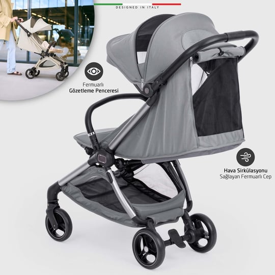Elele Pilota Premium Kabin Tipi Bebek Arabası Gri