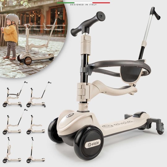 Elele Potenza 4in1 Ebeveyn Kontrollü 5 Tekerlekli Çocuk Scooter Işıklı Oturaklı Siyah