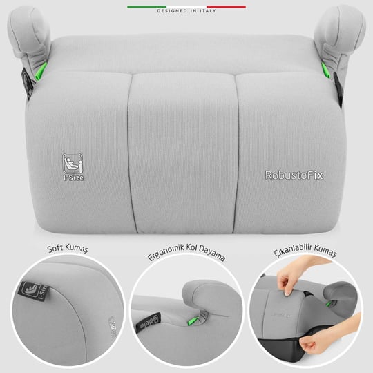 Elele RobustoFix I-Size Yükseltici Oto Koltuğu İsoFix 125-150 CM 15-36 KG Siyah