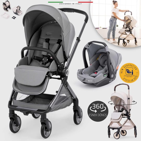 Elele Rotabile Premium Travel Sistem Bebek Arabası Gri