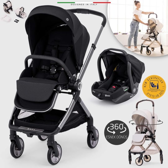 Elele Rotabile Premium Travel Sistem Bebek Arabası Siyah