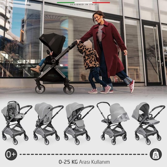Elele Rotabile Premium Travel Sistem Bebek Arabası Gri