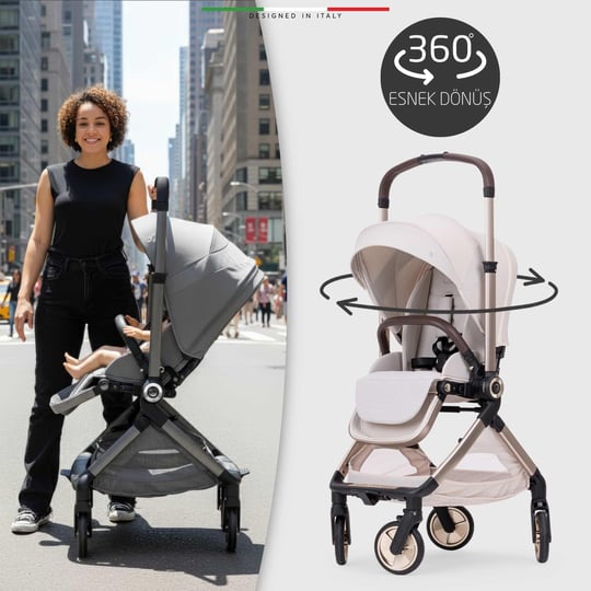 Elele Rotabile Premium Travel Sistem Bebek Arabası Gri