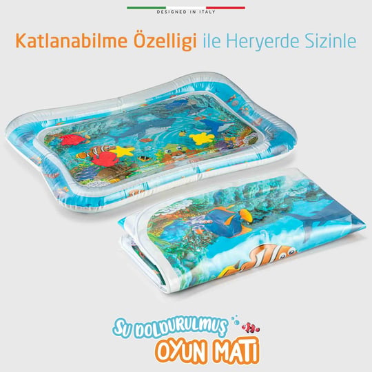 Elele Şişirilebilen Su Aktivite ve Oyun Matı Mavi