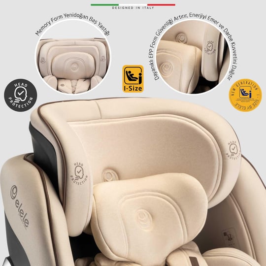 Elele StradaFix 360° Dönen I-Size Oto Koltuğu İsoFix 40-150 CM 0-36 KG Siyah