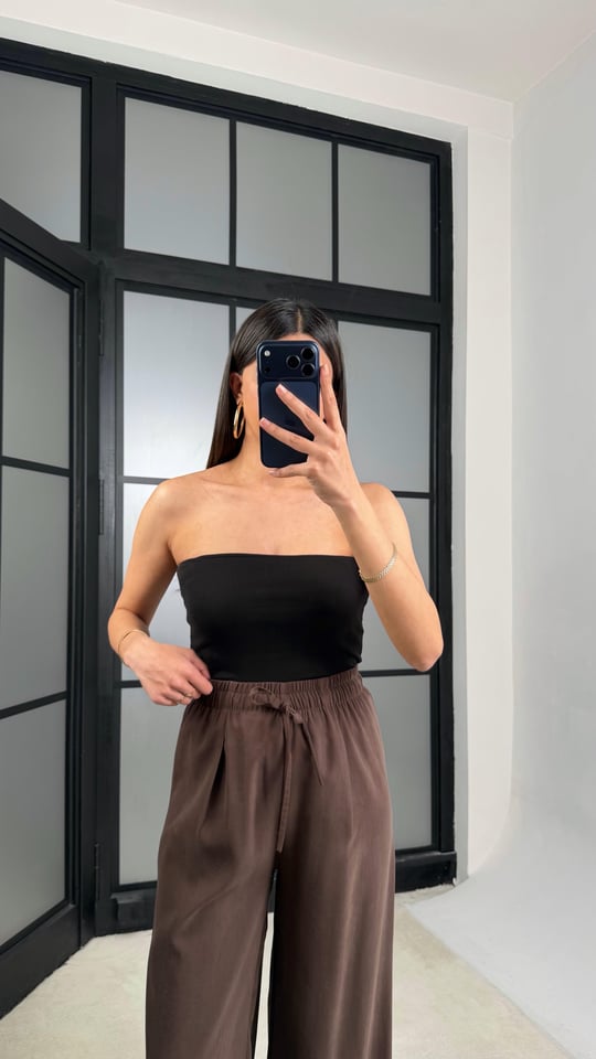 Kahve Beli Lastikli Tencel Pantolon GAUS-01331