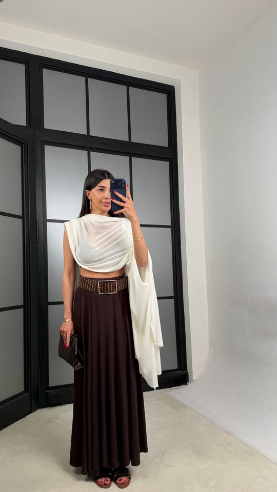 Acı Kahve Modal Kumaş Basic Etek GAUS-01559