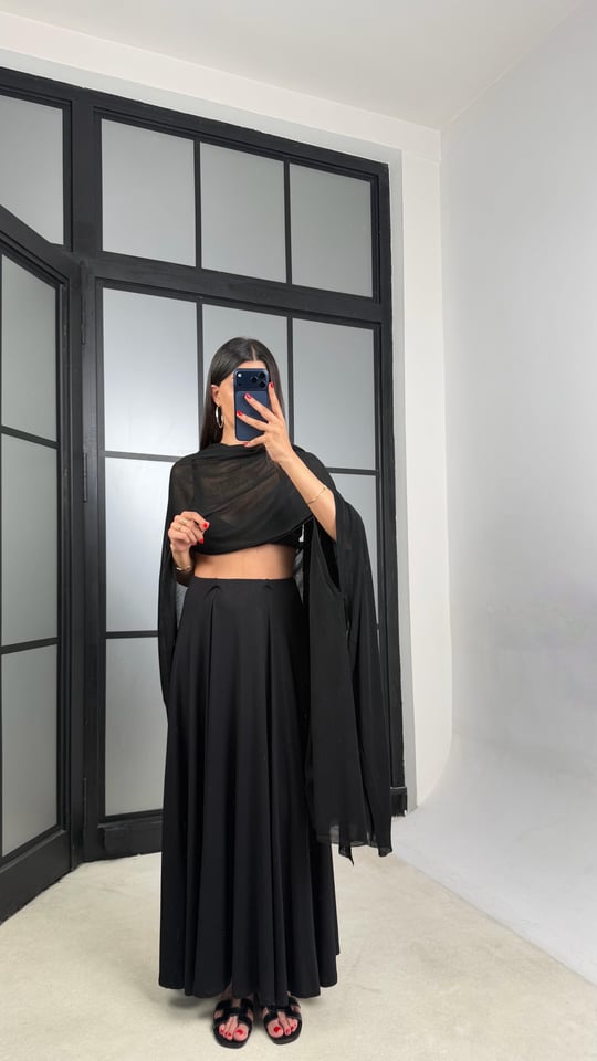 Siyah Modal Kumaş Basic Etek GAUS-01559