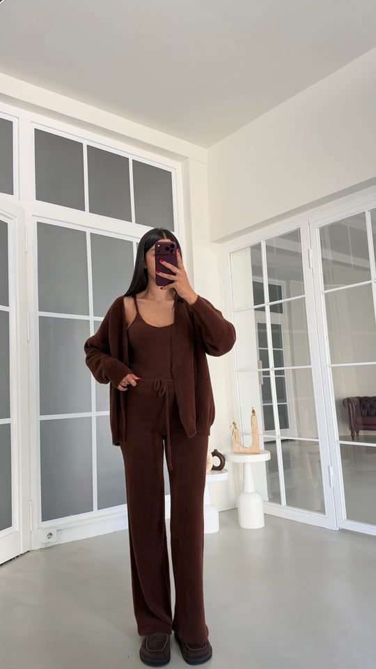Kahve Yumuşak Dokulu Üçlü Premium Takım GAUS-02028 GAUS-02210