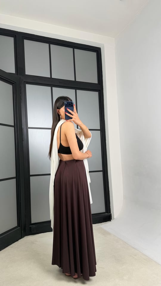 Acı Kahve Modal Kumaş Basic Etek GAUS-01559