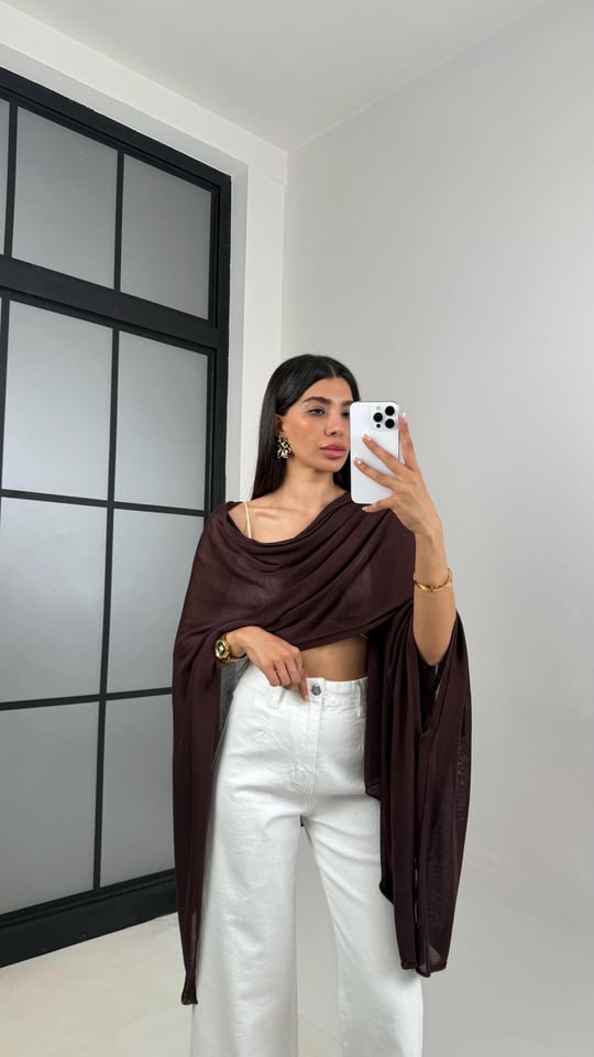 Kahve Md Muadil Tasarım Triko Pelerin GAUS-01185