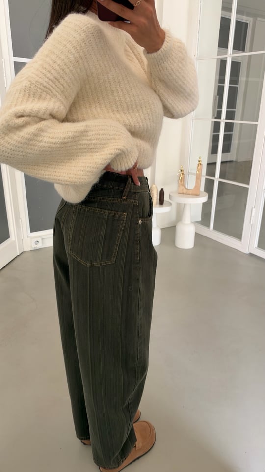 Yeşil ZR Model Şeritli Jean GAUS-02374
