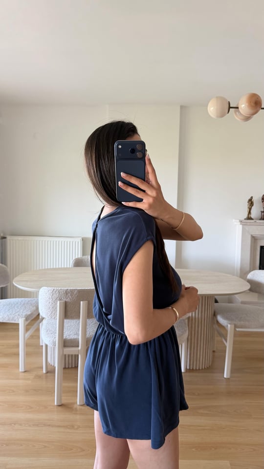 Lacivert OYS Model Beli Lastikli Modal Şort Tulum GAUS-01705