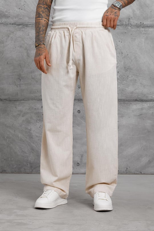Krem 251 KETEN BAGGY PANTOLON