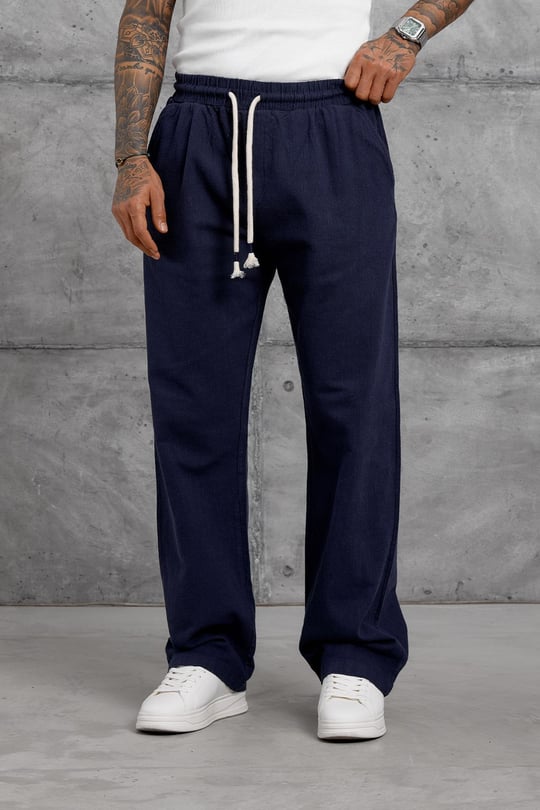 Lacivert 251 KETEN BAGGY PANTOLON