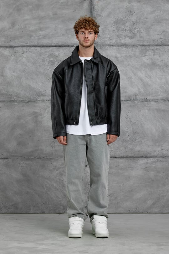 Siyah Nmrc Oversize Deri Ceket