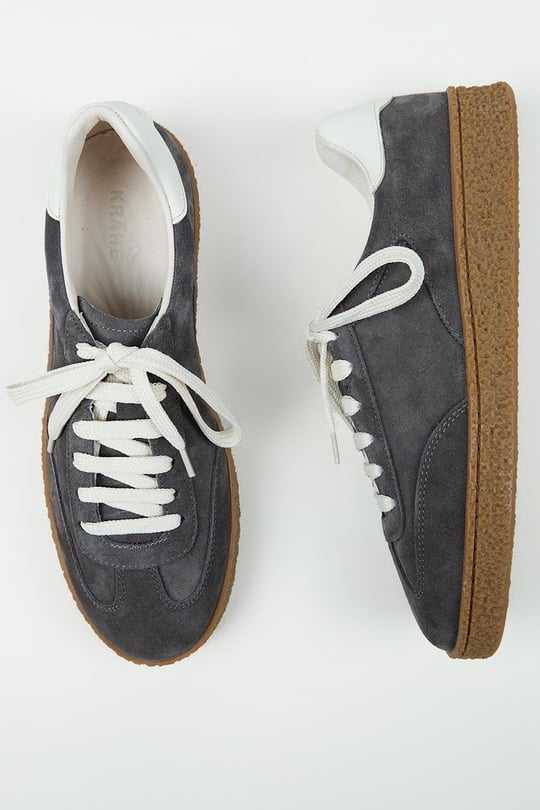 Krahe Palminteri 2 Erkek Hakiki Deri Bağcıklı Antrasit-Ekru Sneakers