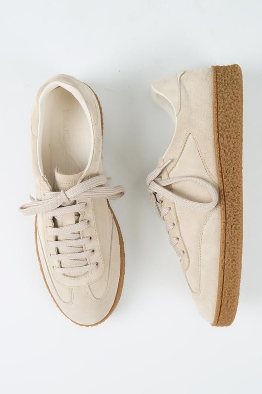 Krahe Palminteri Erkek Hakiki Deri Bağcıklı Bej Sneakers