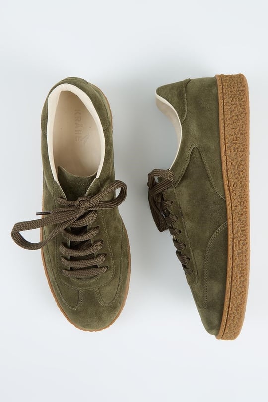 Krahe Palminteri Erkek Hakiki Deri Bağcıklı Haki Sneakers