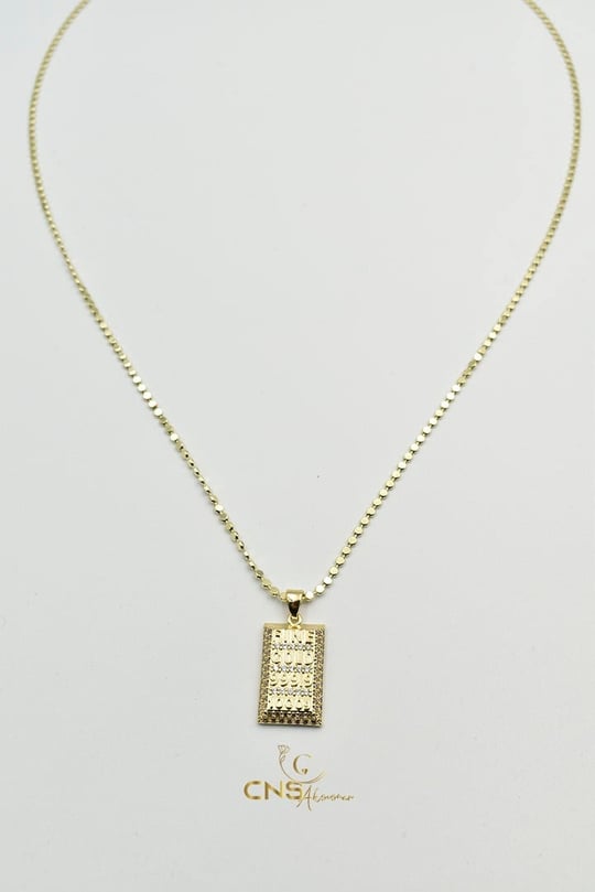 14K Külçe Pul Zincir Kolye