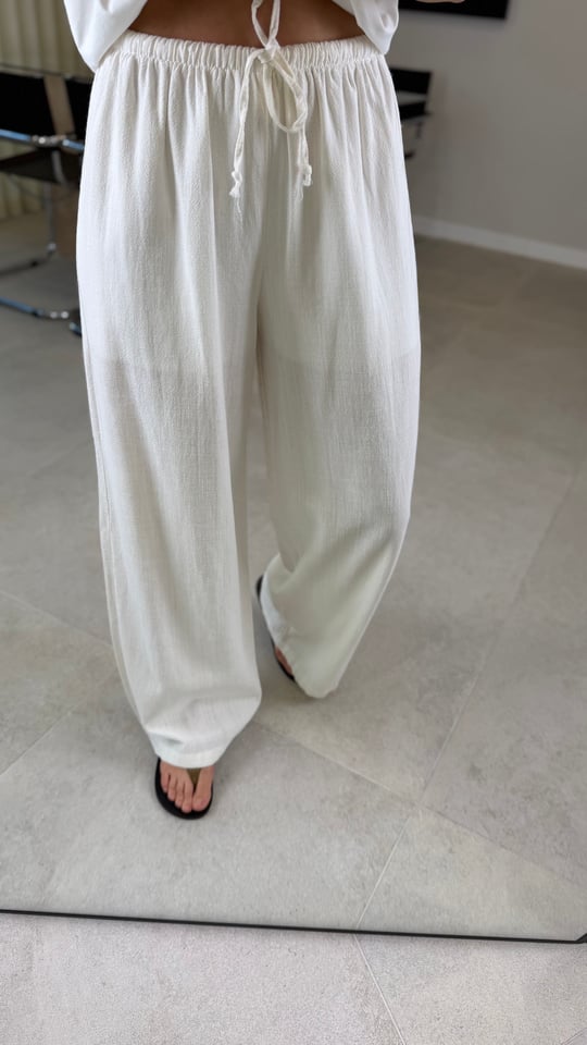 AÇIK EKRU 1005 KETEN PANTOLON 