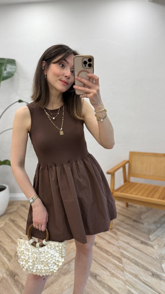 AÇIK KAHVE 1008 BALON ELBİSE 