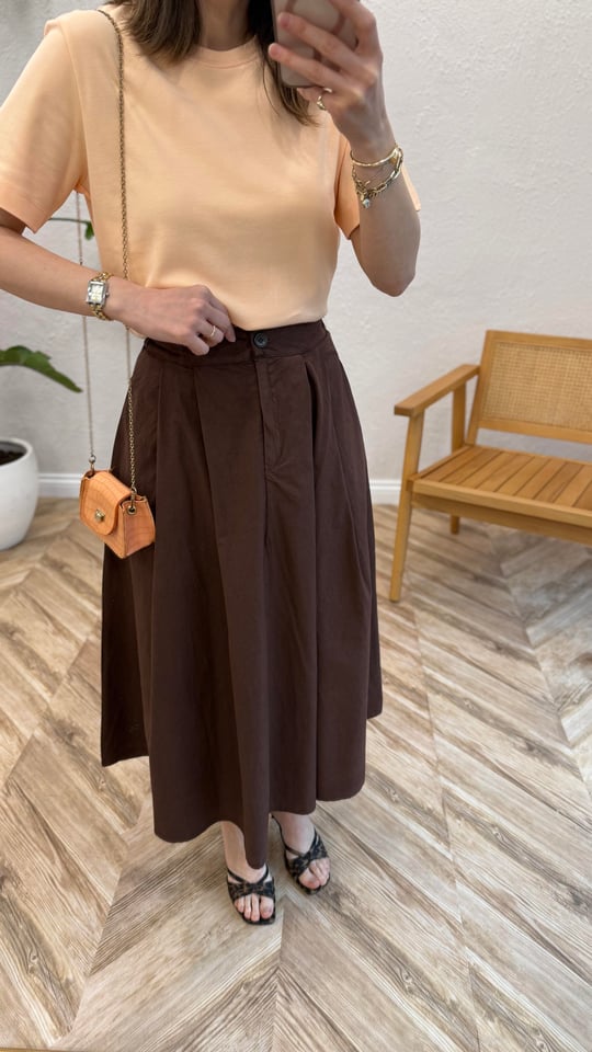 AÇIK KAHVE 3008 PİLELİ ETEK 