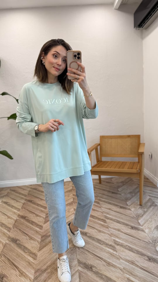 AÇIK MİNT 34297 BASKILI SWEAT