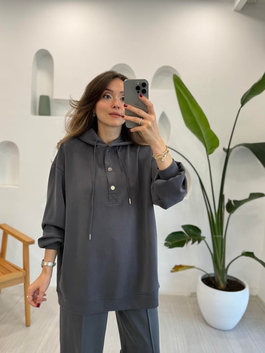 ANTRASİT 33651 ÇITÇIT DETAY SWEAT