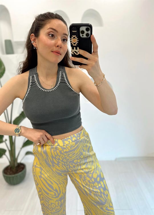 ANTRASİT TAŞLI CROP 