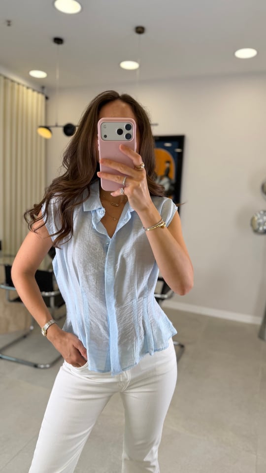 BEBE MAVİ 8666 BÜZGÜLÜ GÖMLEK 