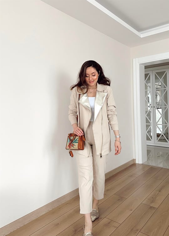 BEJ FERMUARLI CASUAL PANTOLON