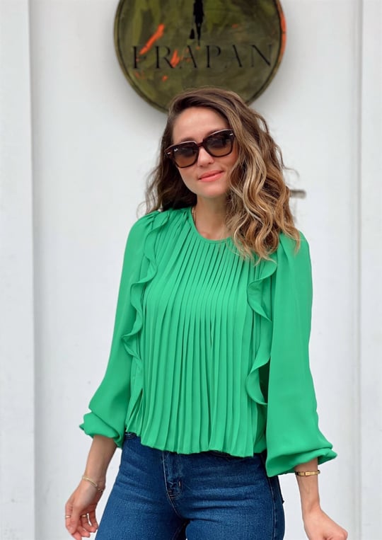 BENETTON  PİLİSELİ FIRFIRLI BLUZ 