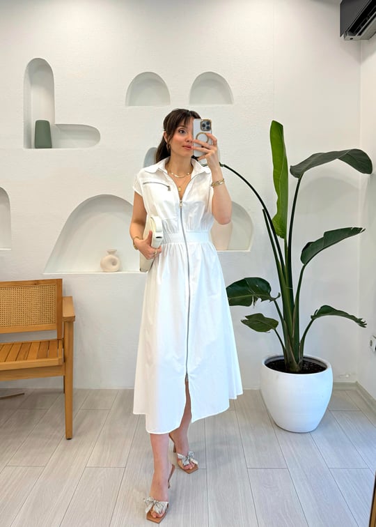 BEYAZ 0005 POPLİN ELBİSE