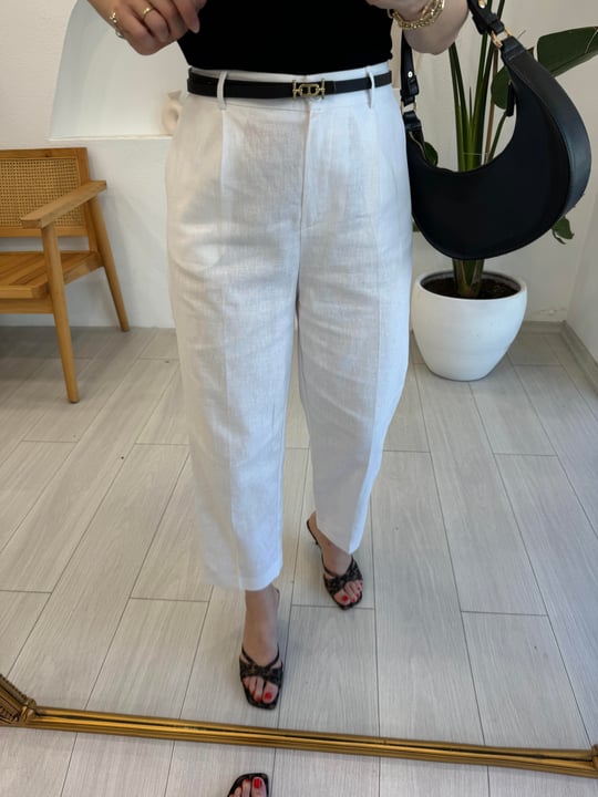 BEYAZ 0110 KETEN PANTOLON 