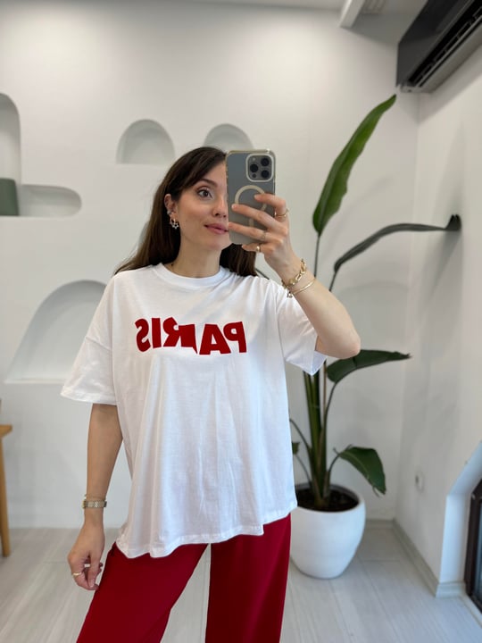 BEYAZ 1070 YAZILI TİŞÖRT