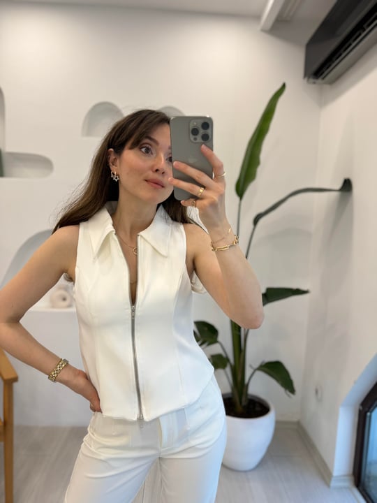 BEYAZ 3132 FERMUARLI YELEK 
